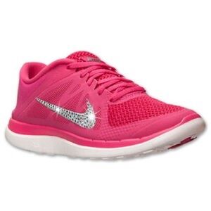 Women's Nike Free 4.0 V4 Shoes w/ Swarovski Crystal Detail - Vivid Pink 6.5
